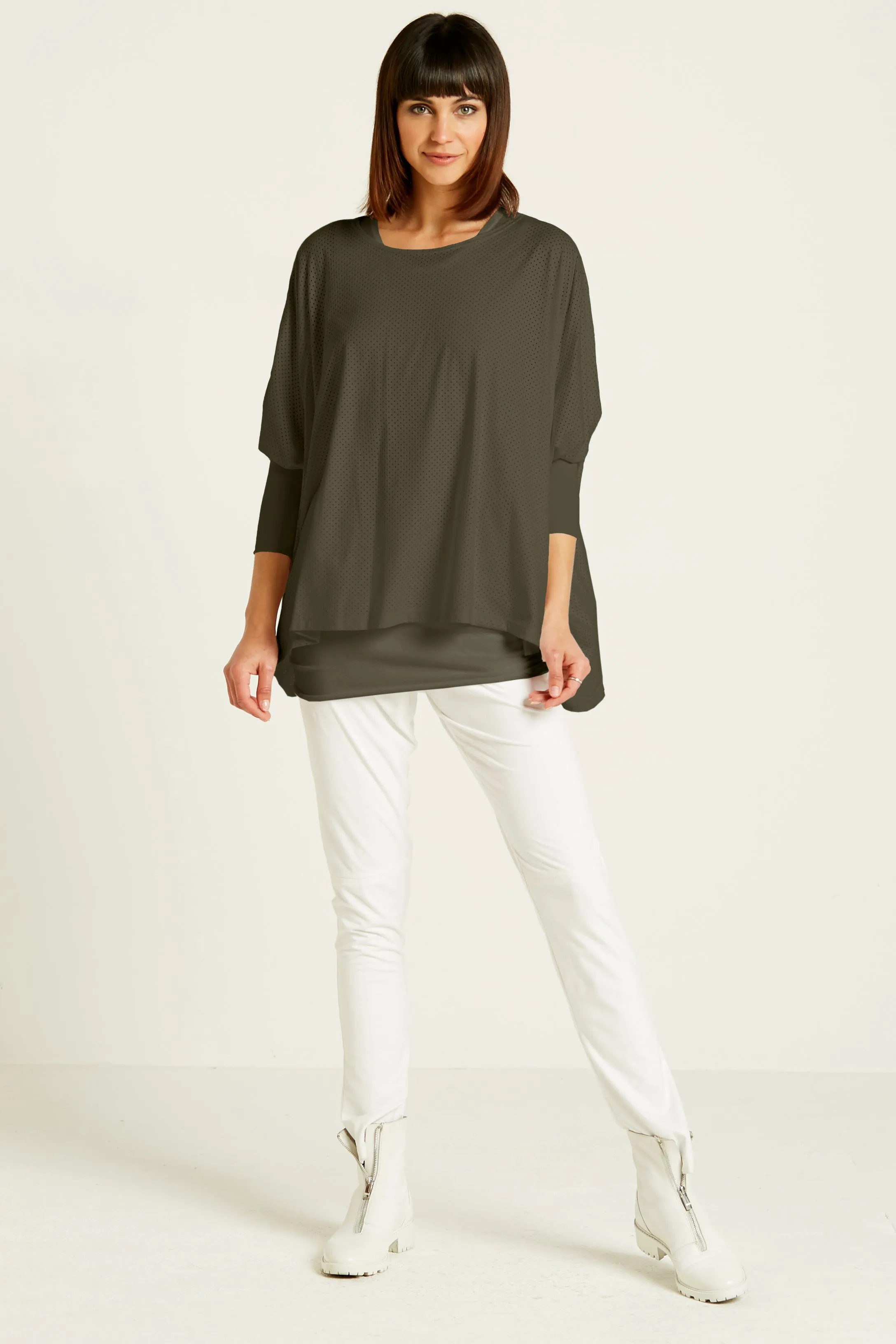 Perforated Suede Slouchy Top