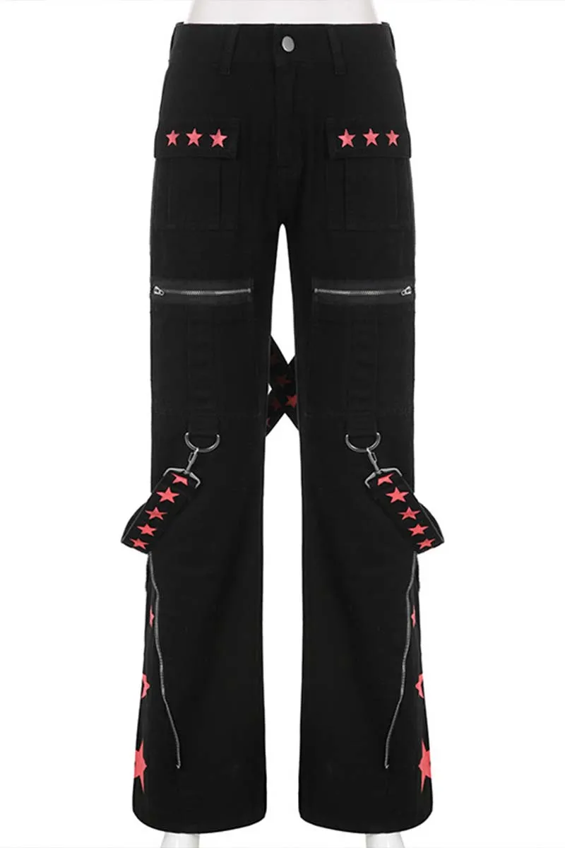PI836 Wide Leg Punk Pants