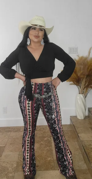 Pink & Burgundy Flare Aztec legging