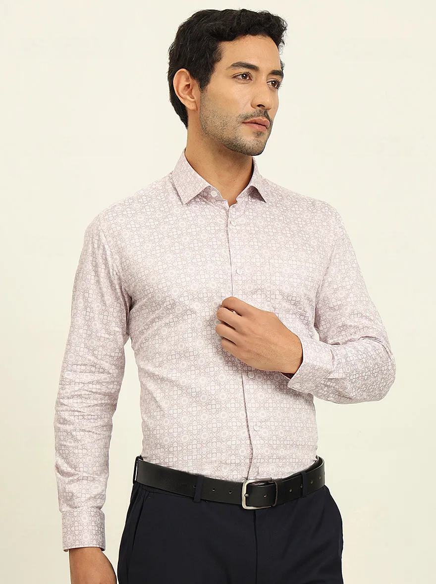 Pink Printed Slim Fit Formal Shirt | Metal