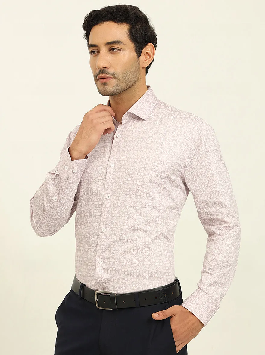 Pink Printed Slim Fit Formal Shirt | Metal
