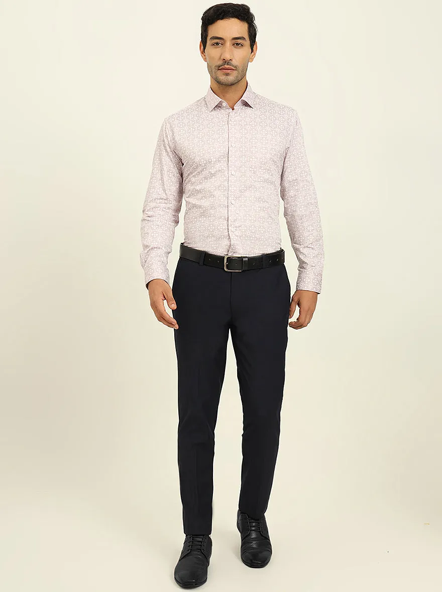 Pink Printed Slim Fit Formal Shirt | Metal