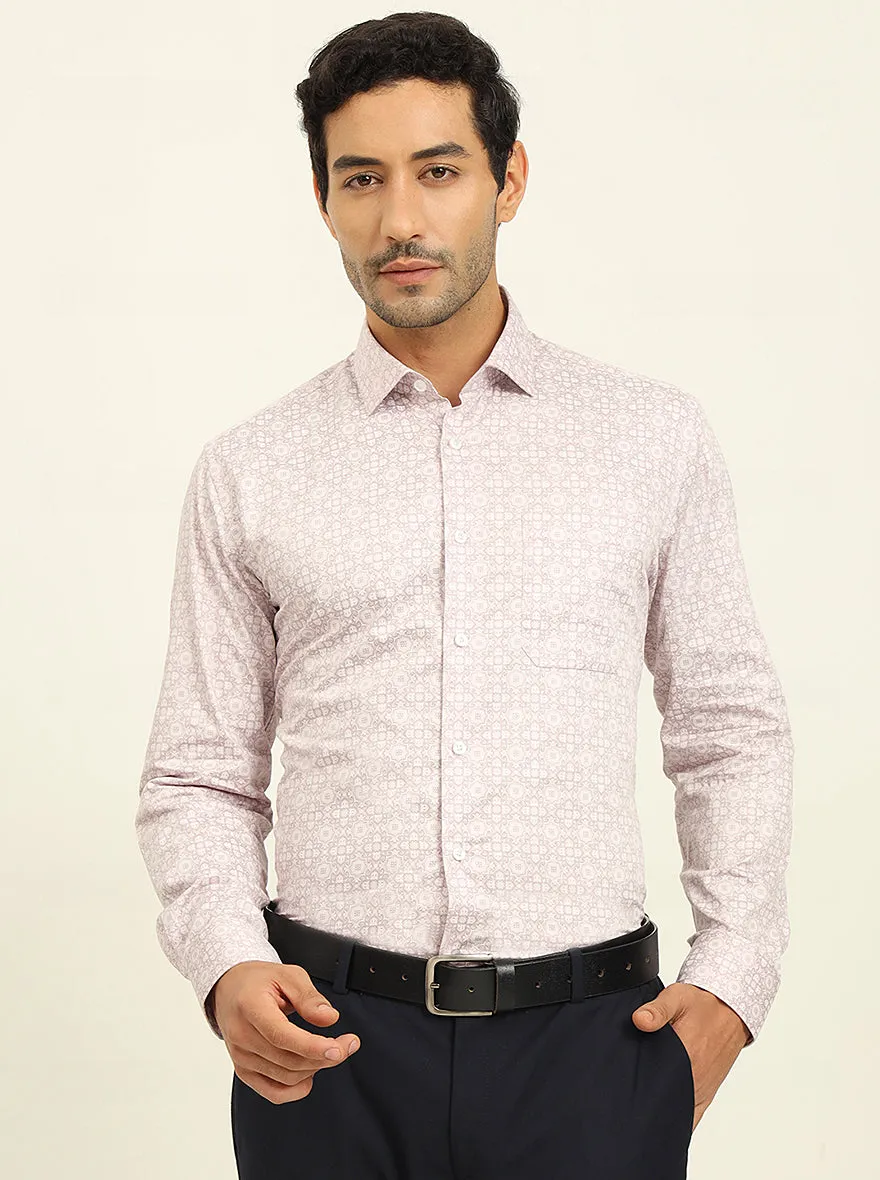Pink Printed Slim Fit Formal Shirt | Metal