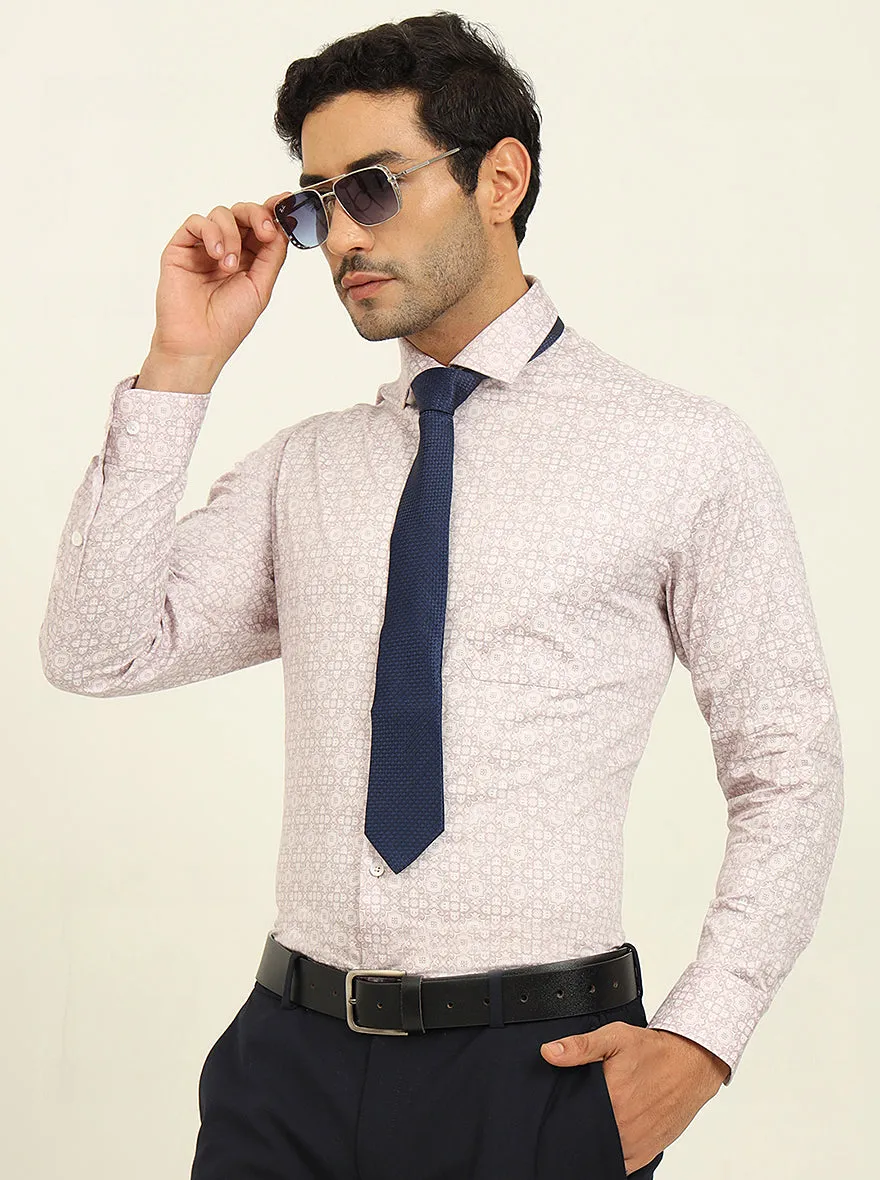 Pink Printed Slim Fit Formal Shirt | Metal