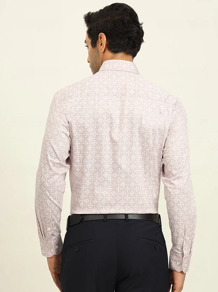 Pink Printed Slim Fit Formal Shirt | Metal