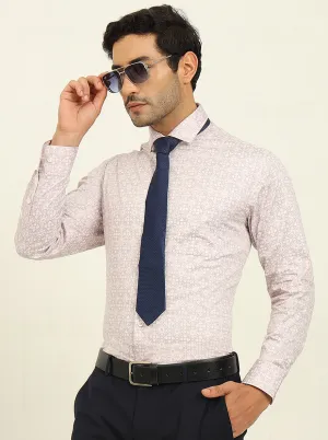 Pink Printed Slim Fit Formal Shirt | Metal