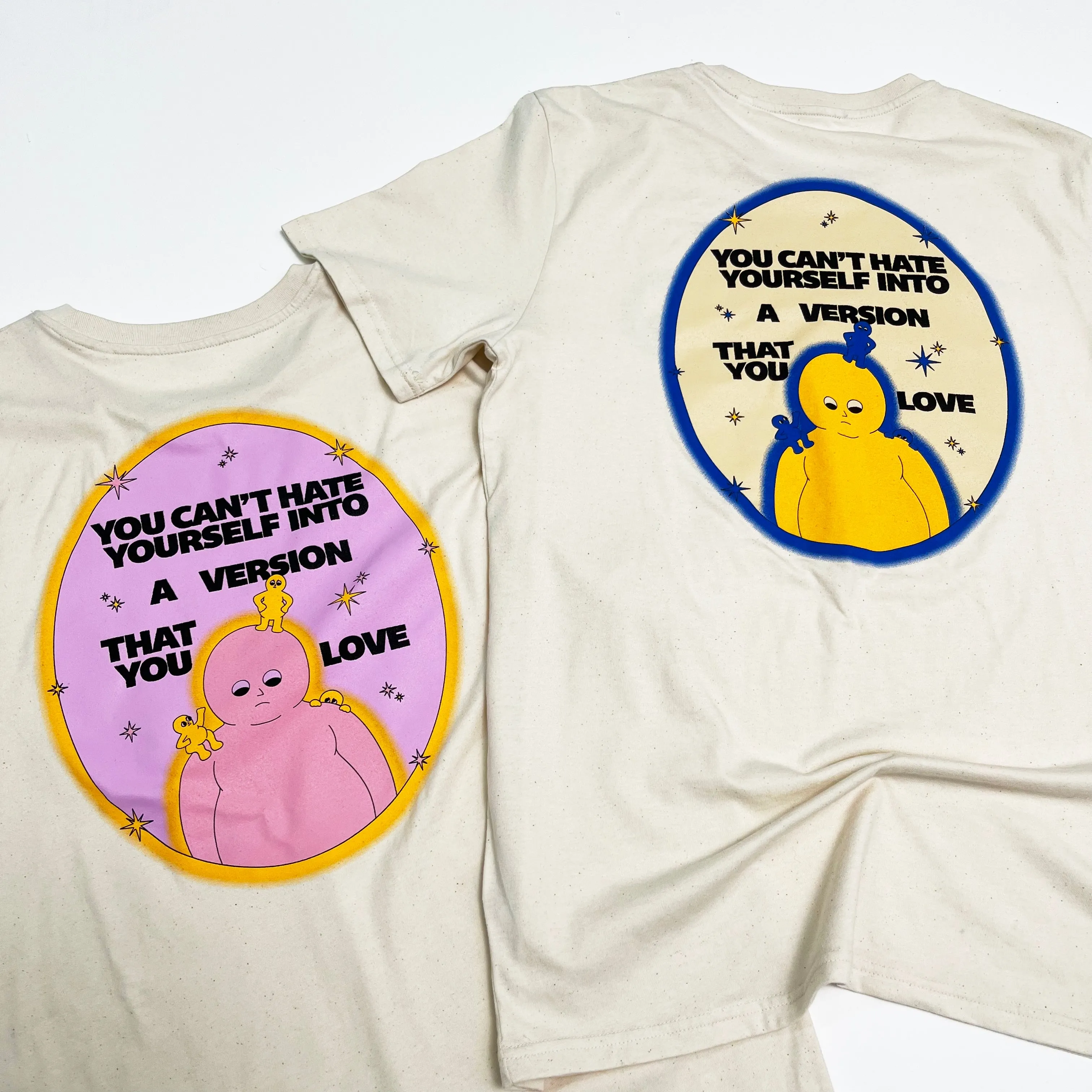 Pleasure Paradox 'You Can't Hate Yourself' Natural Tee - Cream Print