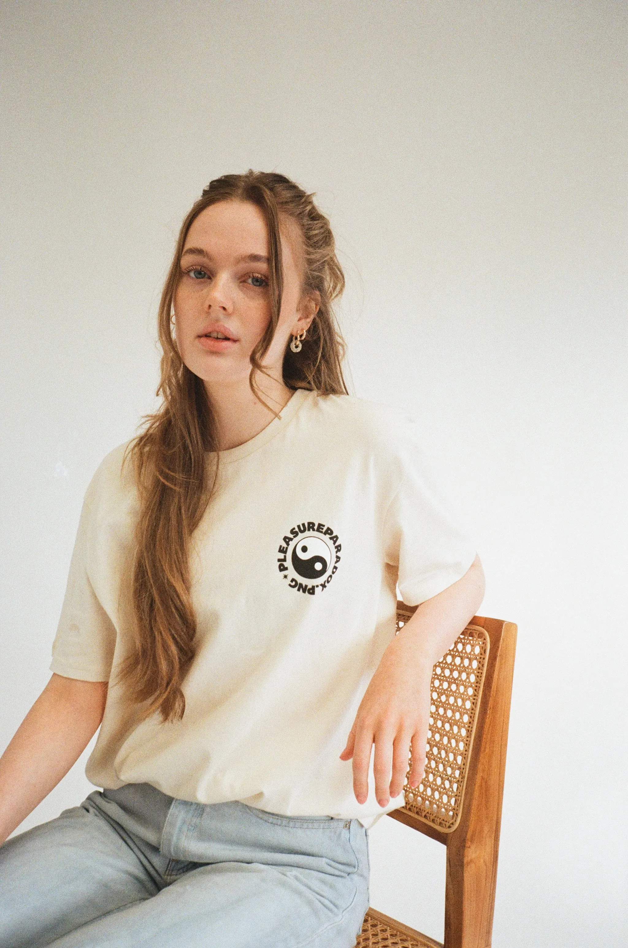 Pleasure Paradox 'You Can't Hate Yourself' Natural Tee - Cream Print