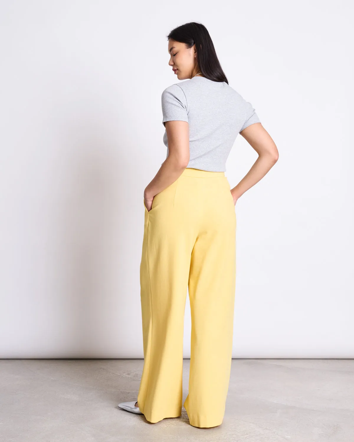 PLEATED WIDE PANTS NIVA BUTTERCUP