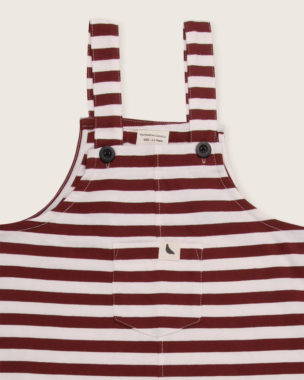 Red Horizontal Stripe Print Dungarees