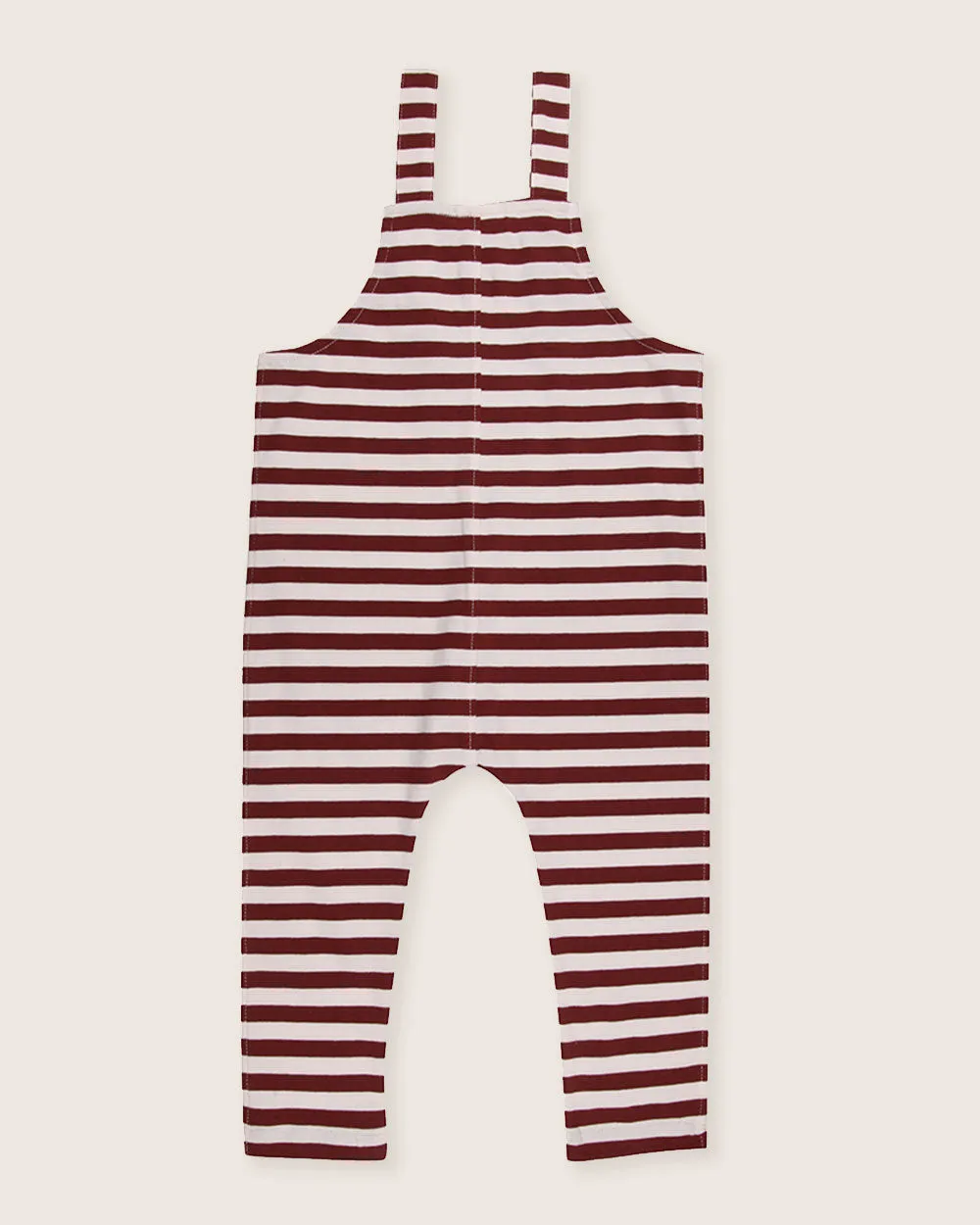 Red Horizontal Stripe Print Dungarees