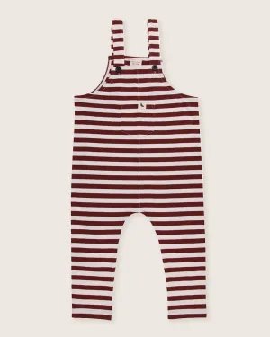 Red Horizontal Stripe Print Dungarees