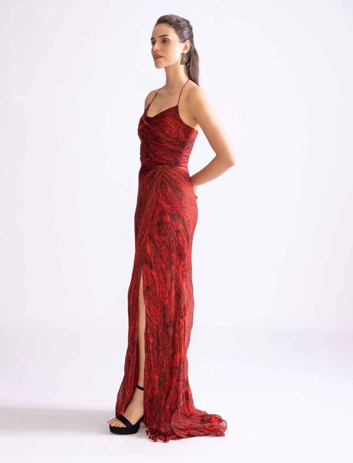 Remi red pleat dress