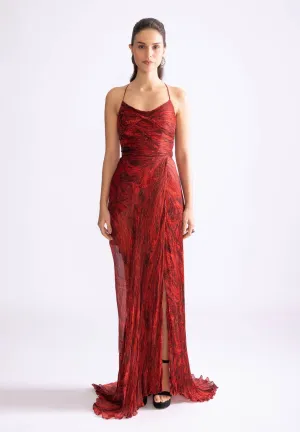 Remi red pleat dress