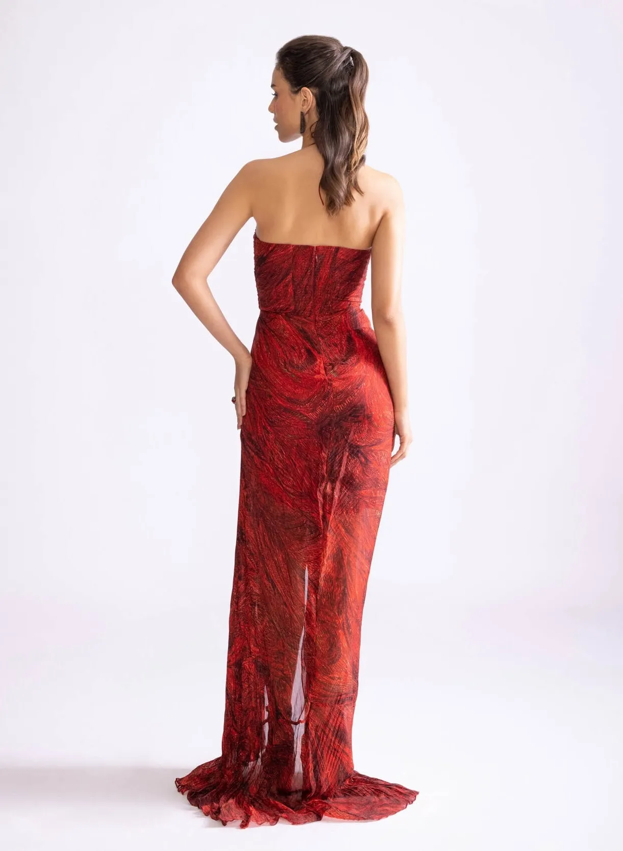 Remi red pleat dress