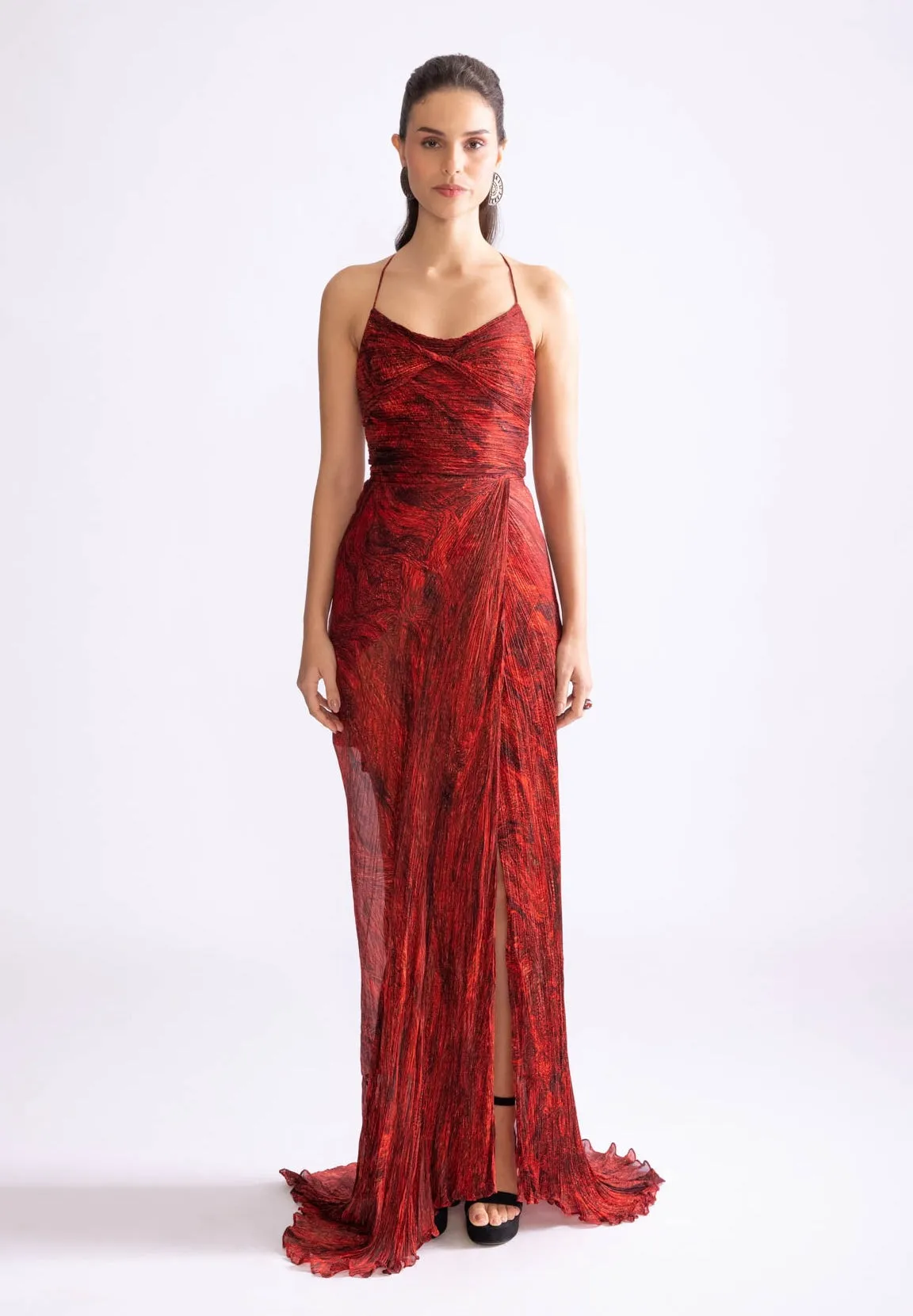 Remi red pleat dress