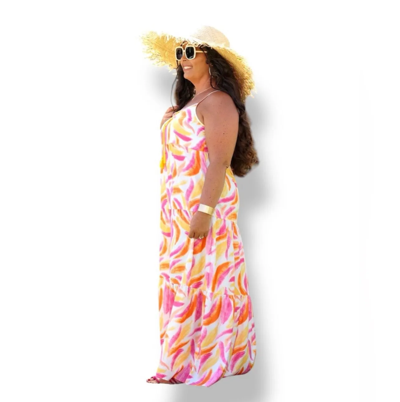 Resort Carina - White Pink Orange Asbtract Print