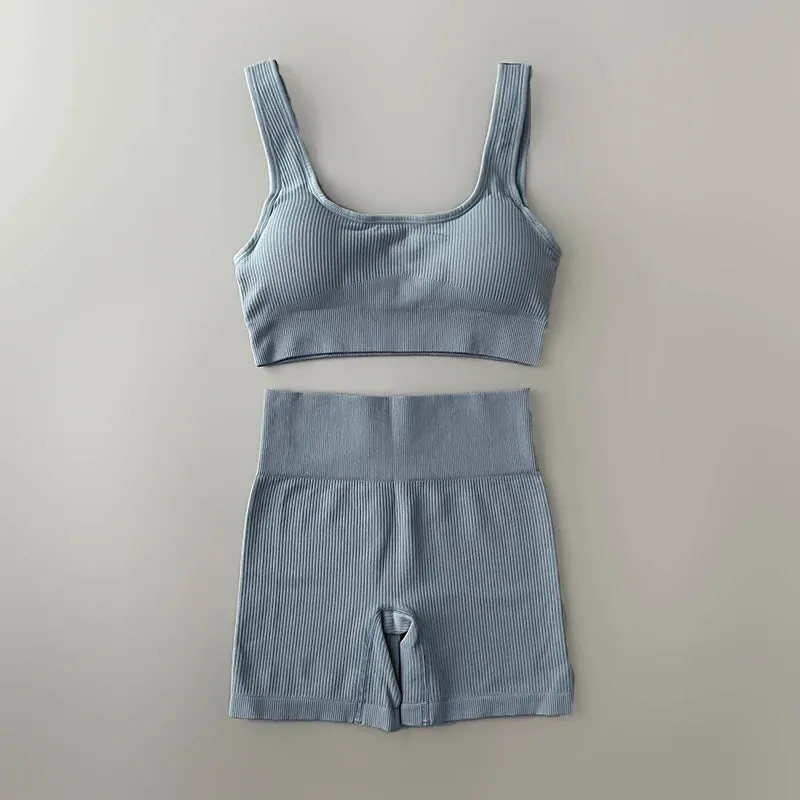 Ribbed Seamless Yoga Set - Workout Outfits for Women (2/4 Piece)