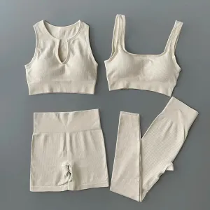 Ribbed Seamless Yoga Set - Workout Outfits for Women (2/4 Piece)