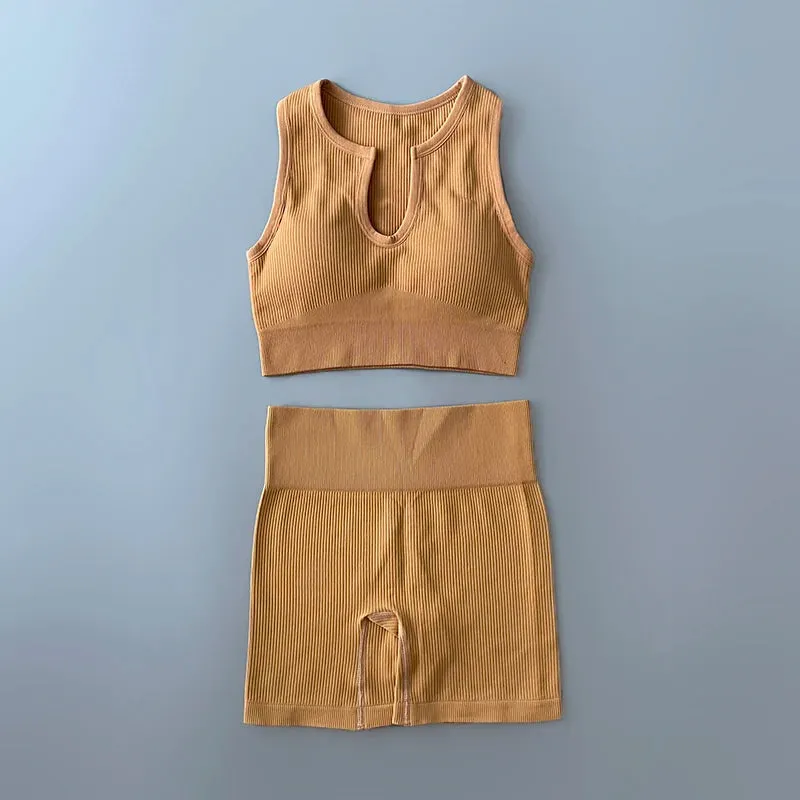 Ribbed Seamless Yoga Set - Workout Outfits for Women (2/4 Piece)