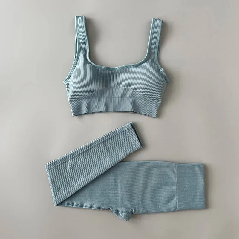 Ribbed Seamless Yoga Set - Workout Outfits for Women (2/4 Piece)