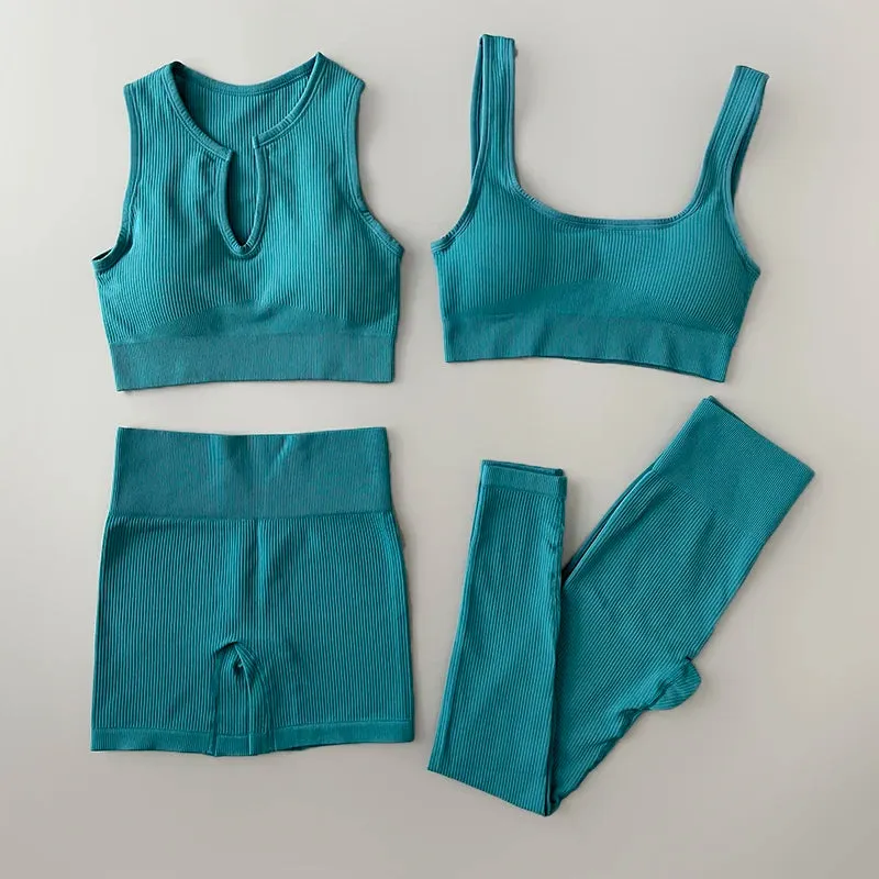 Ribbed Seamless Yoga Set - Workout Outfits for Women (2/4 Piece)