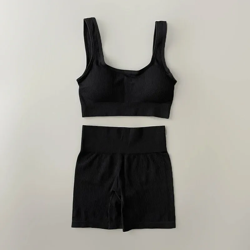 Ribbed Seamless Yoga Set - Workout Outfits for Women (2/4 Piece)