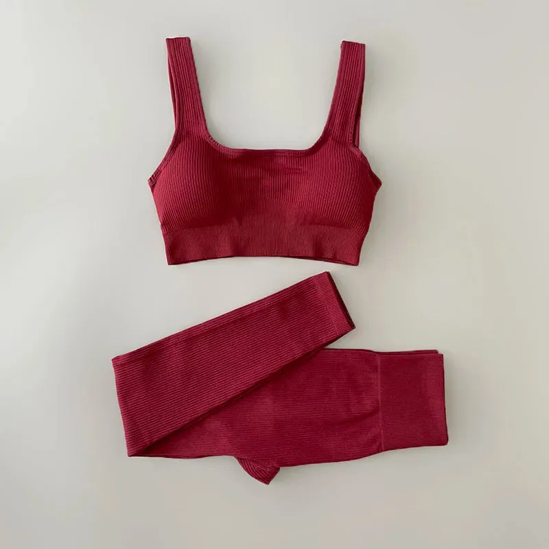 Ribbed Seamless Yoga Set - Workout Outfits for Women (2/4 Piece)
