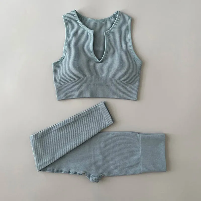 Ribbed Seamless Yoga Set - Workout Outfits for Women (2/4 Piece)