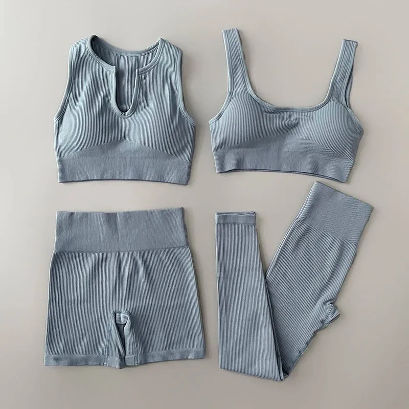 Ribbed Seamless Yoga Set - Workout Outfits for Women (2/4 Piece)