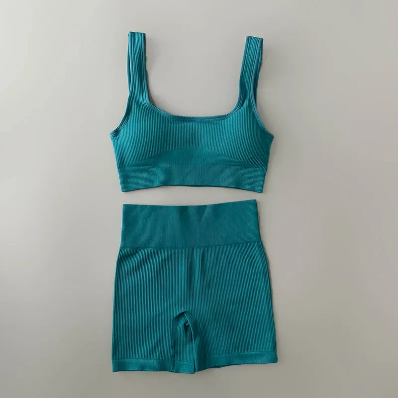Ribbed Seamless Yoga Set - Workout Outfits for Women (2/4 Piece)