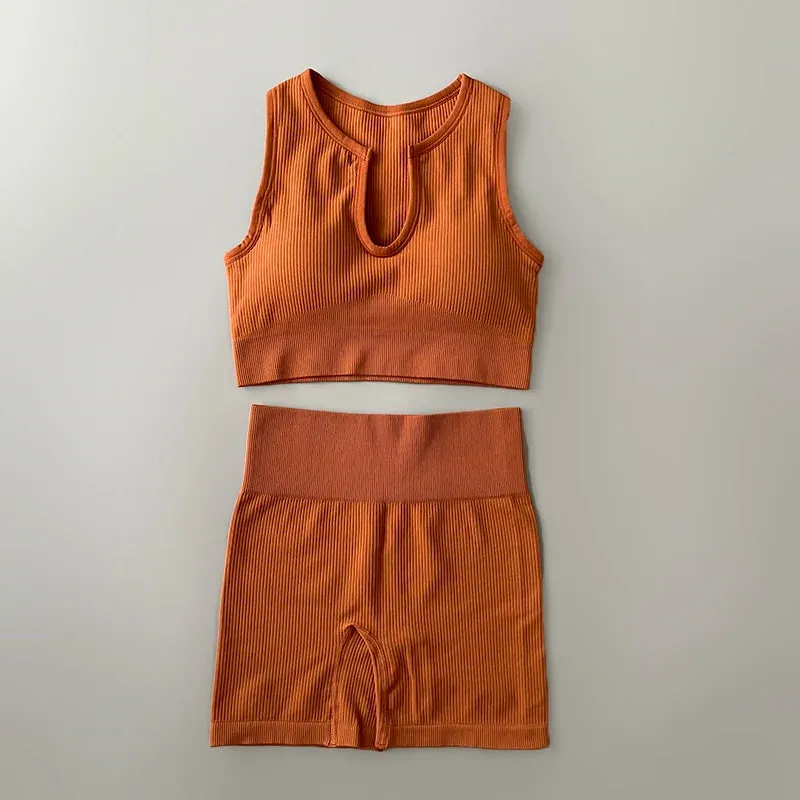 Ribbed Seamless Yoga Set - Workout Outfits for Women (2/4 Piece)