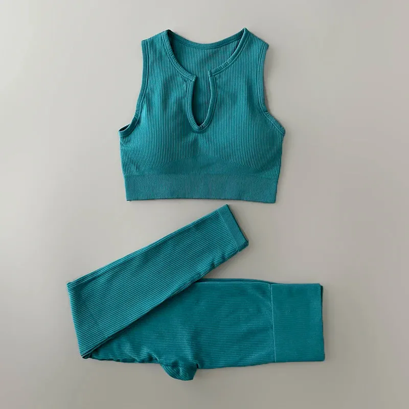 Ribbed Seamless Yoga Set - Workout Outfits for Women (2/4 Piece)