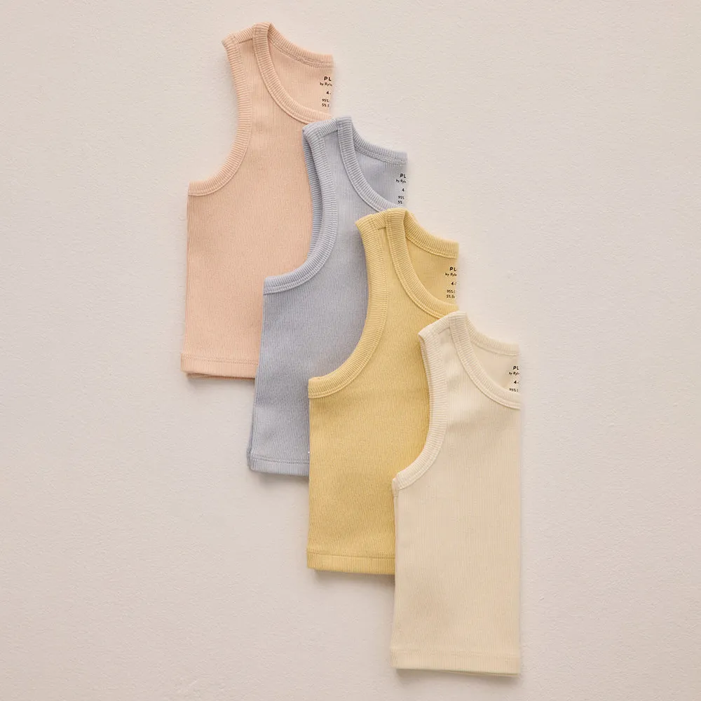 Ribbed Tank Set | Shell & Light Blue