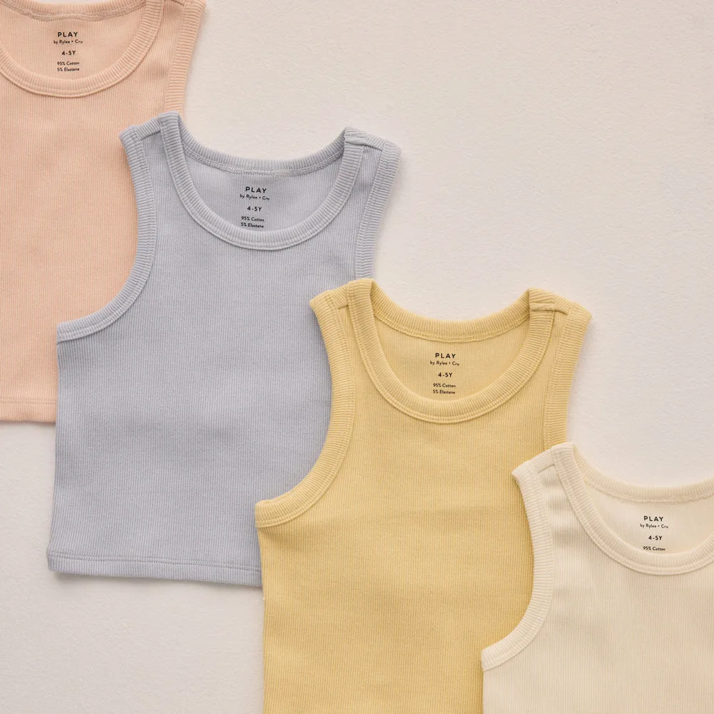 Ribbed Tank Set | Shell & Light Blue