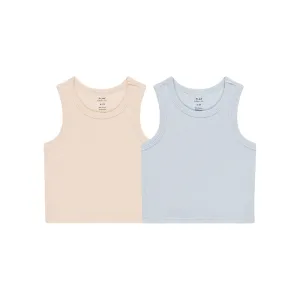 Ribbed Tank Set | Shell & Light Blue