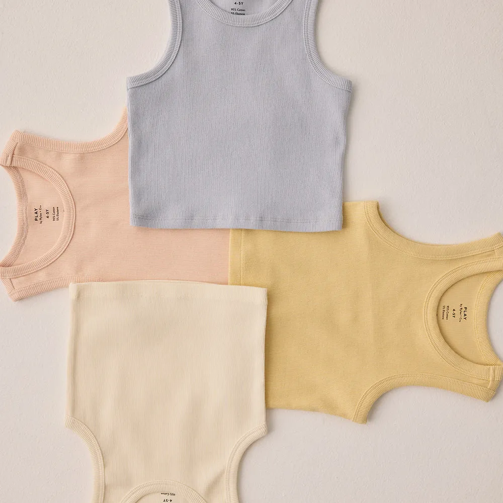 Ribbed Tank Set | Shell & Light Blue
