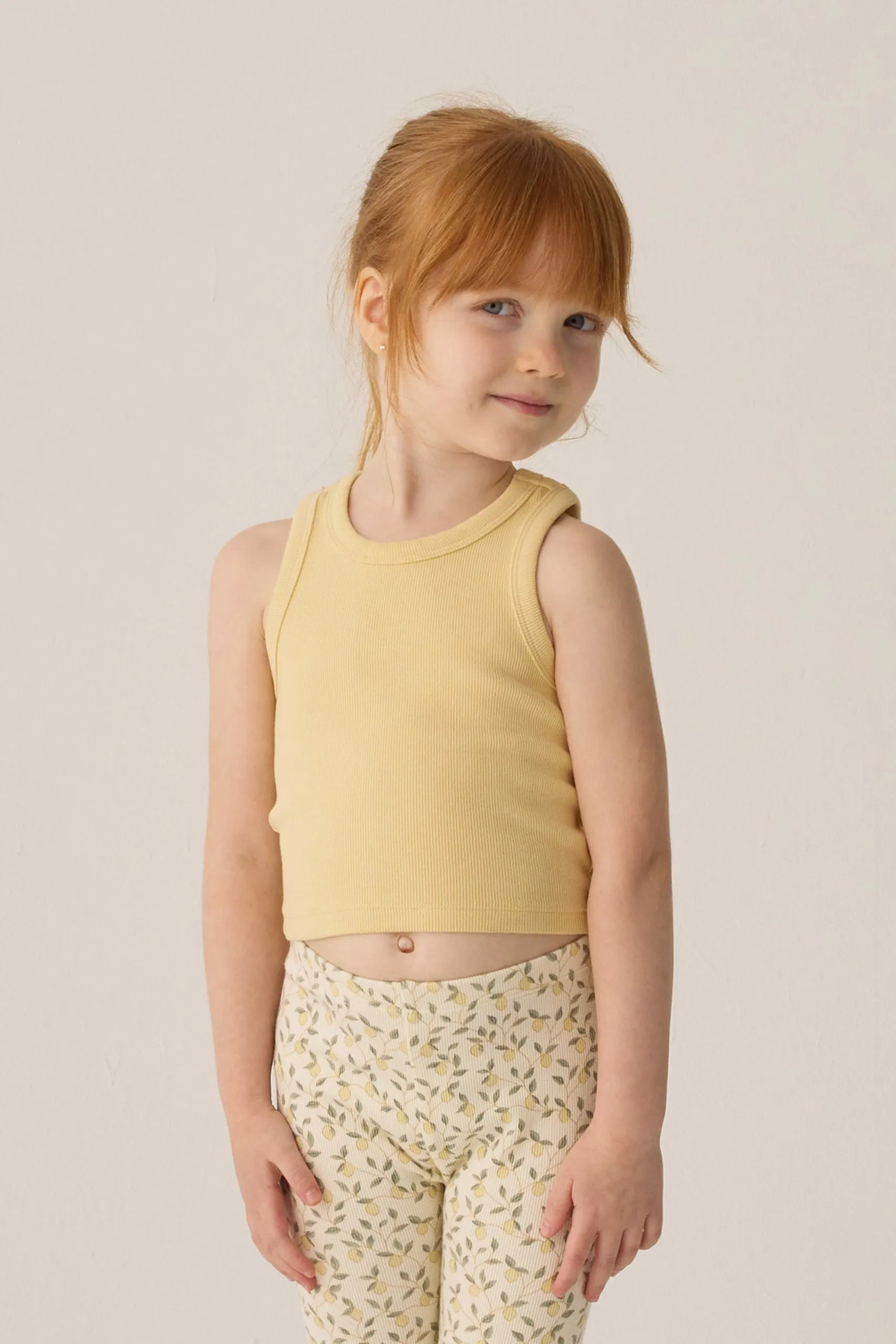 Ribbed Tank Set | Yellow/ Ivory