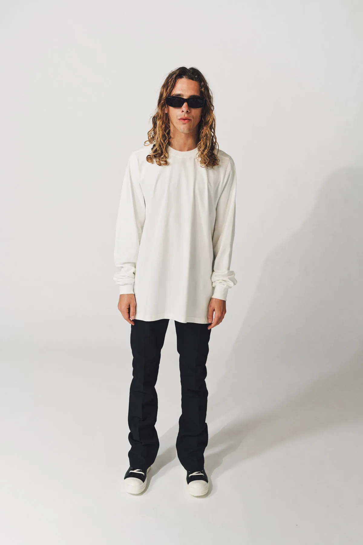 RICK OWENS | SHORT CREWNECK LONG SLEEVE TEE