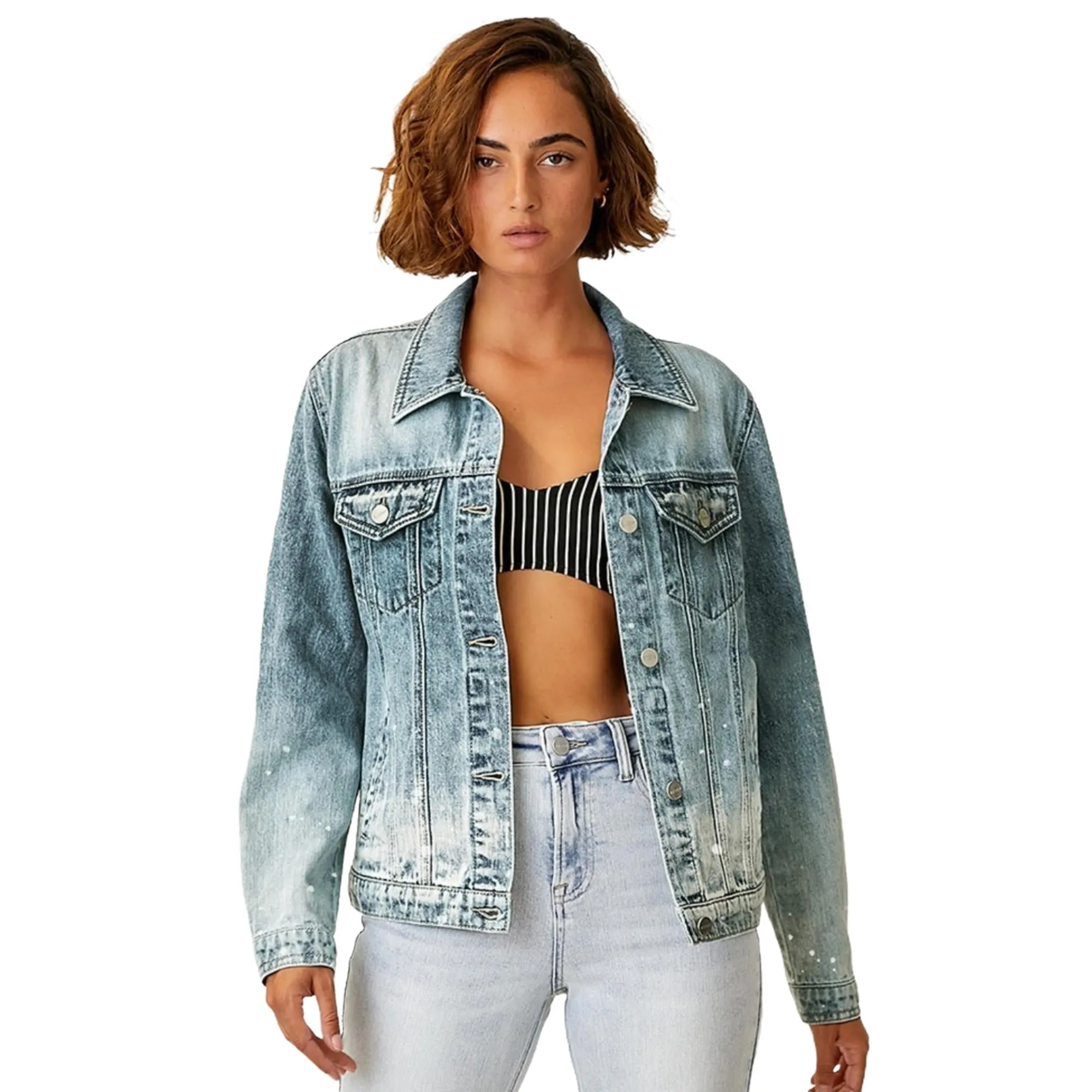 RISEN Button Up Ombre Washed Jacket