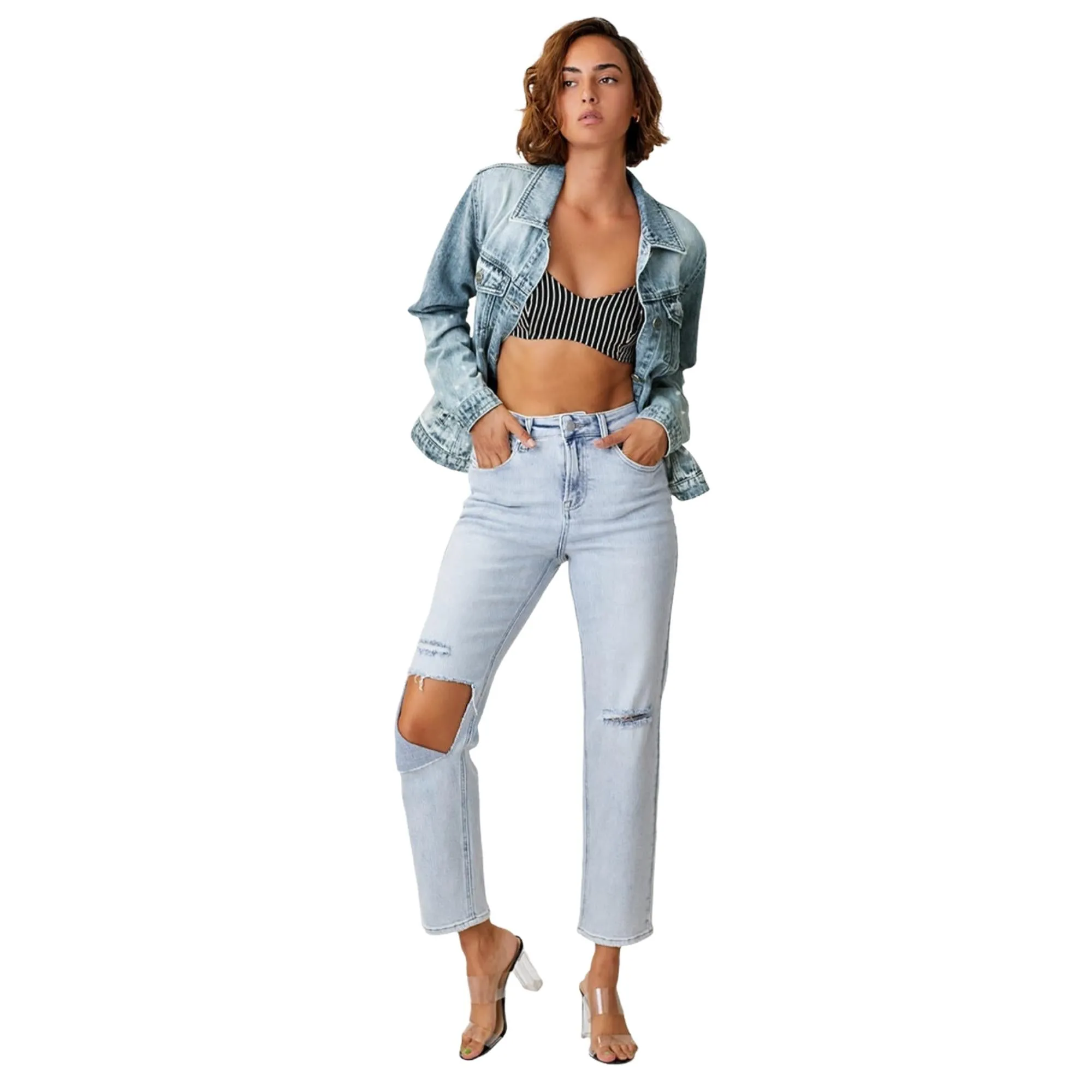 RISEN Button Up Ombre Washed Jacket
