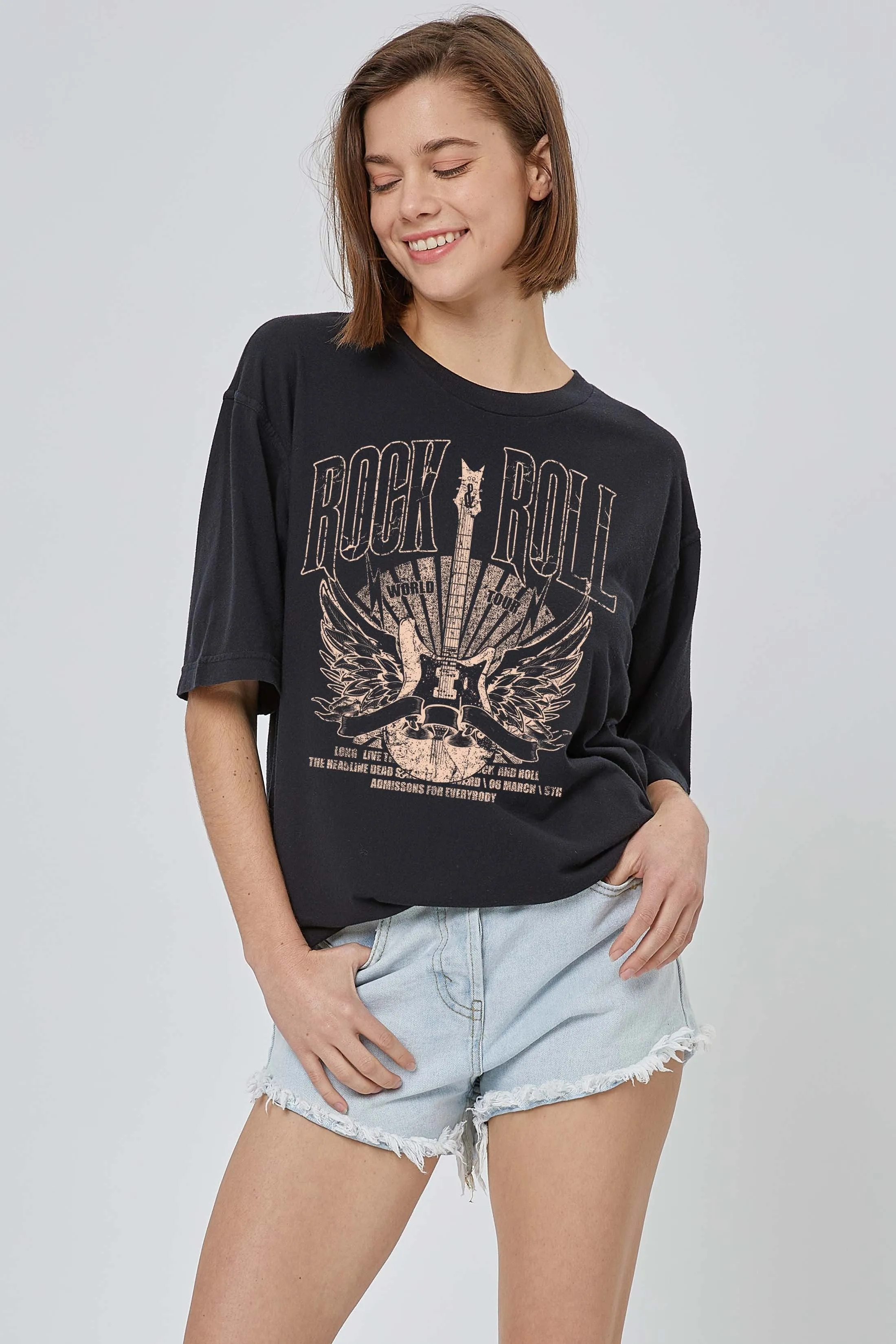 Rock Guitar Wings Oversized Tee