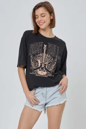 Rock Guitar Wings Oversized Tee
