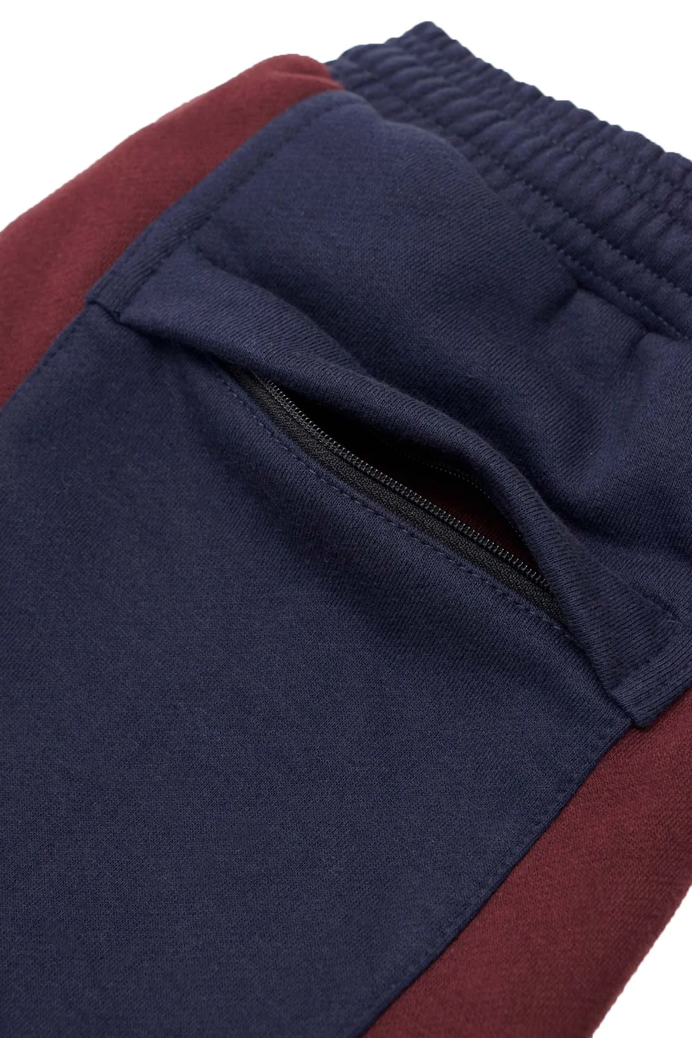 ROGUE SPLIT WIDE PANTS IN BURGUNDY/NAVY