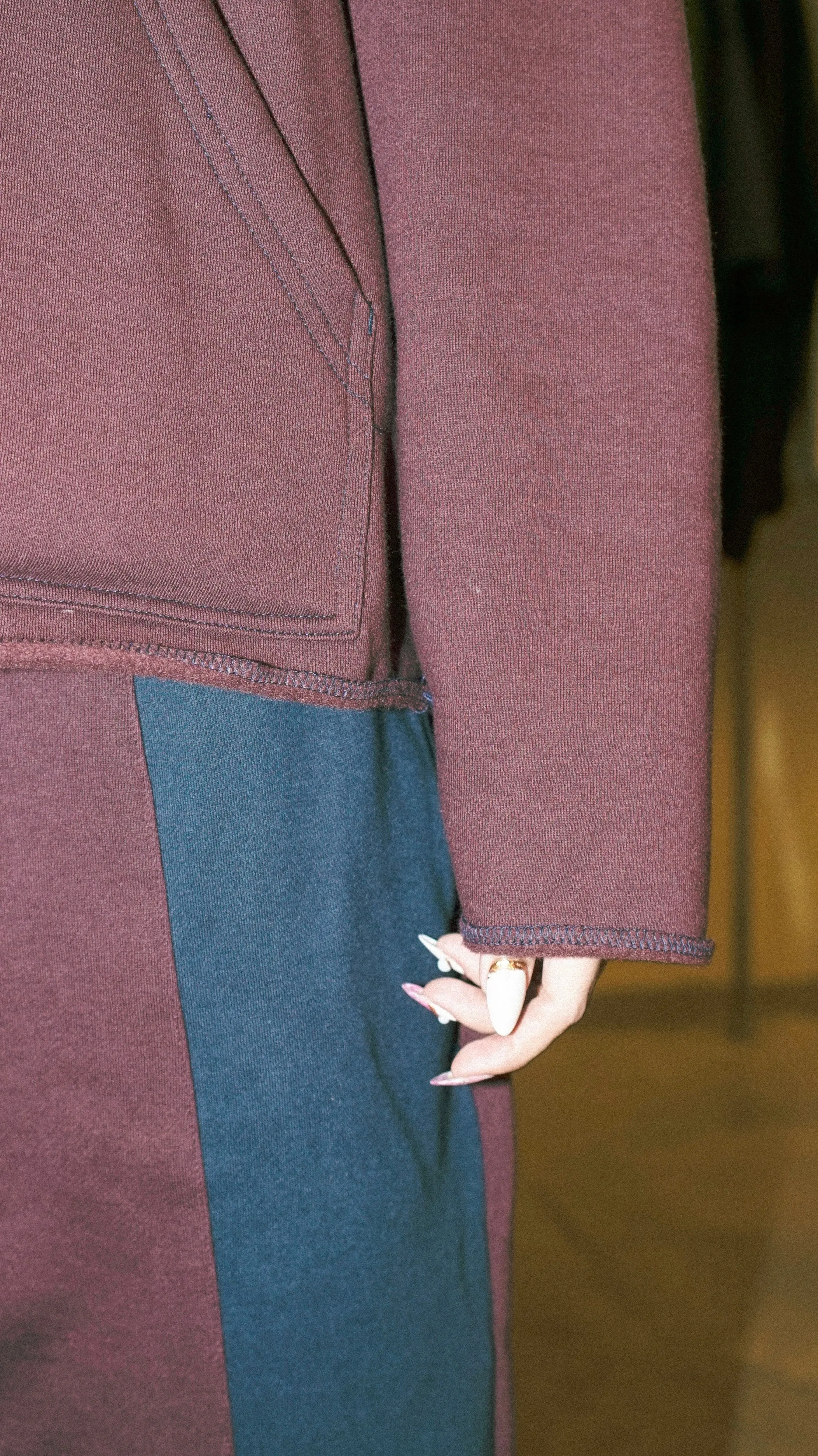 ROGUE SPLIT WIDE PANTS IN BURGUNDY/NAVY