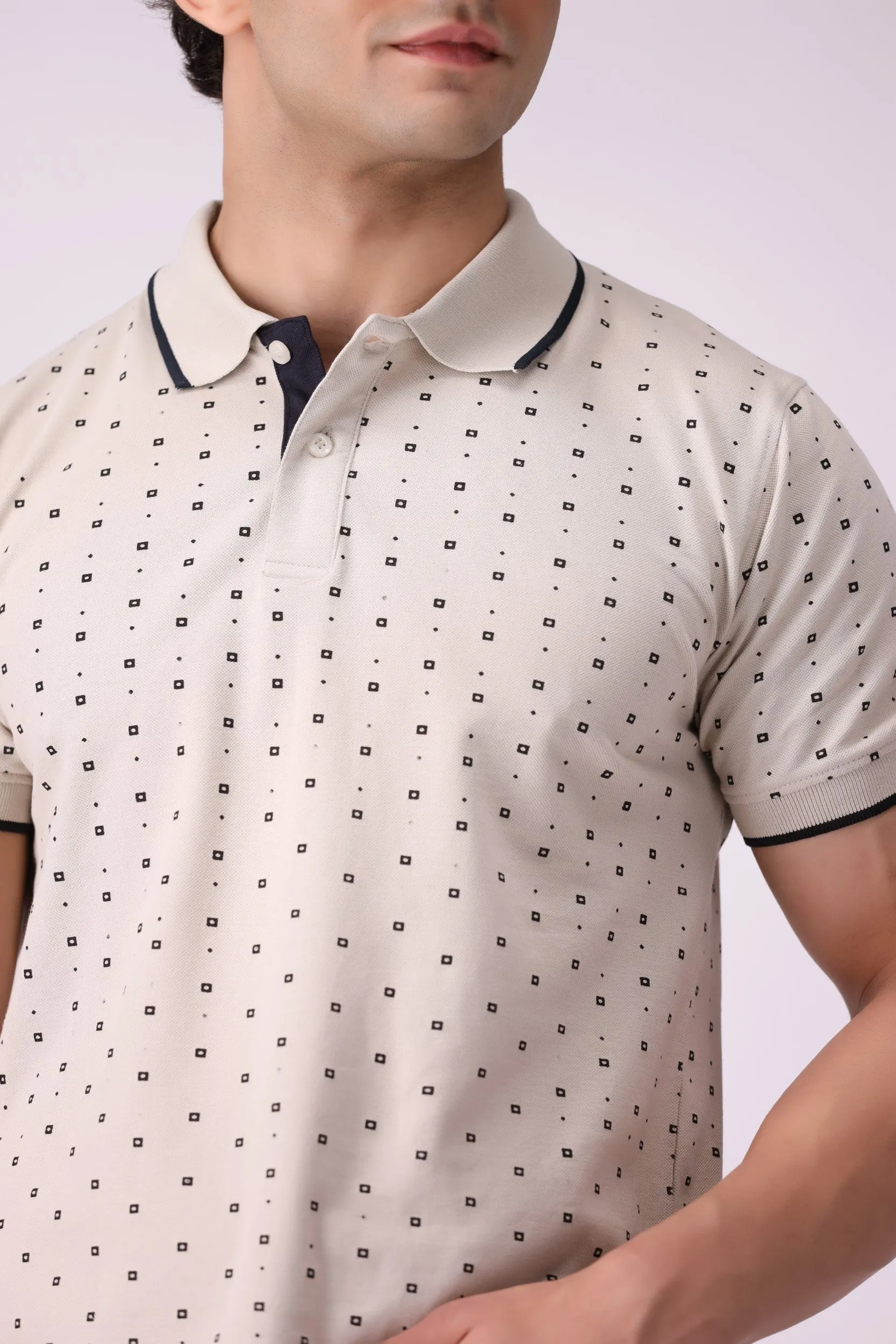 RotaryPrint Off-White Polo Shirt