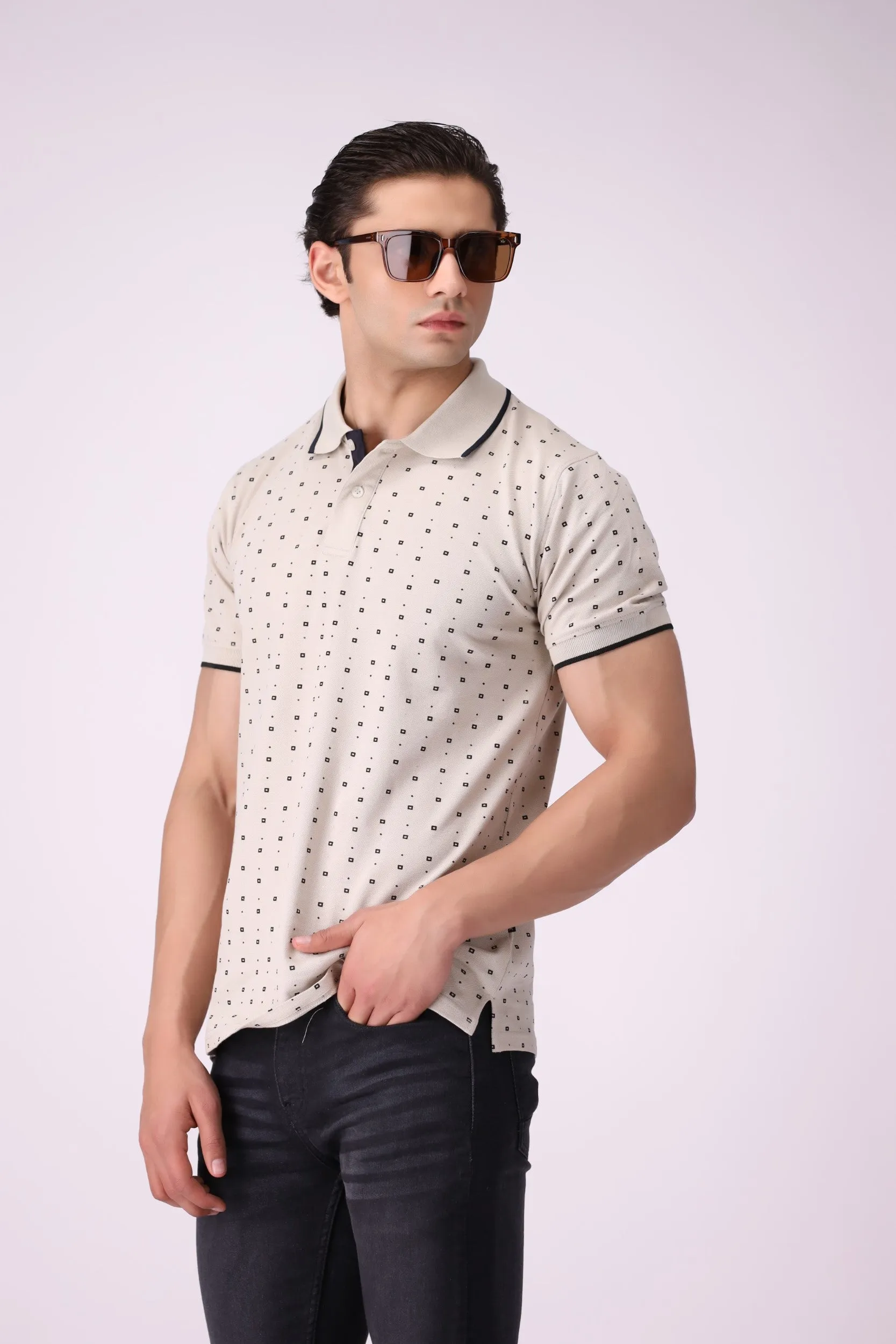 RotaryPrint Off-White Polo Shirt