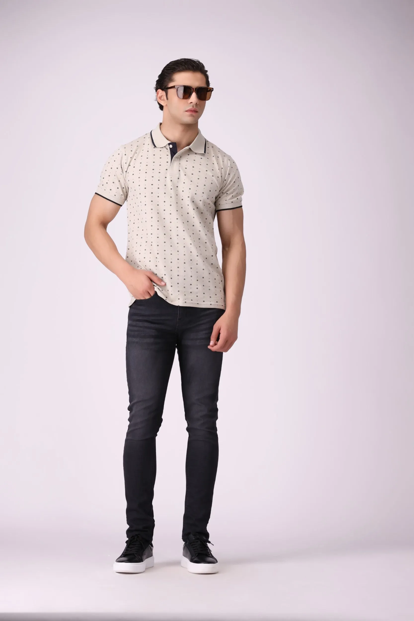 RotaryPrint Off-White Polo Shirt