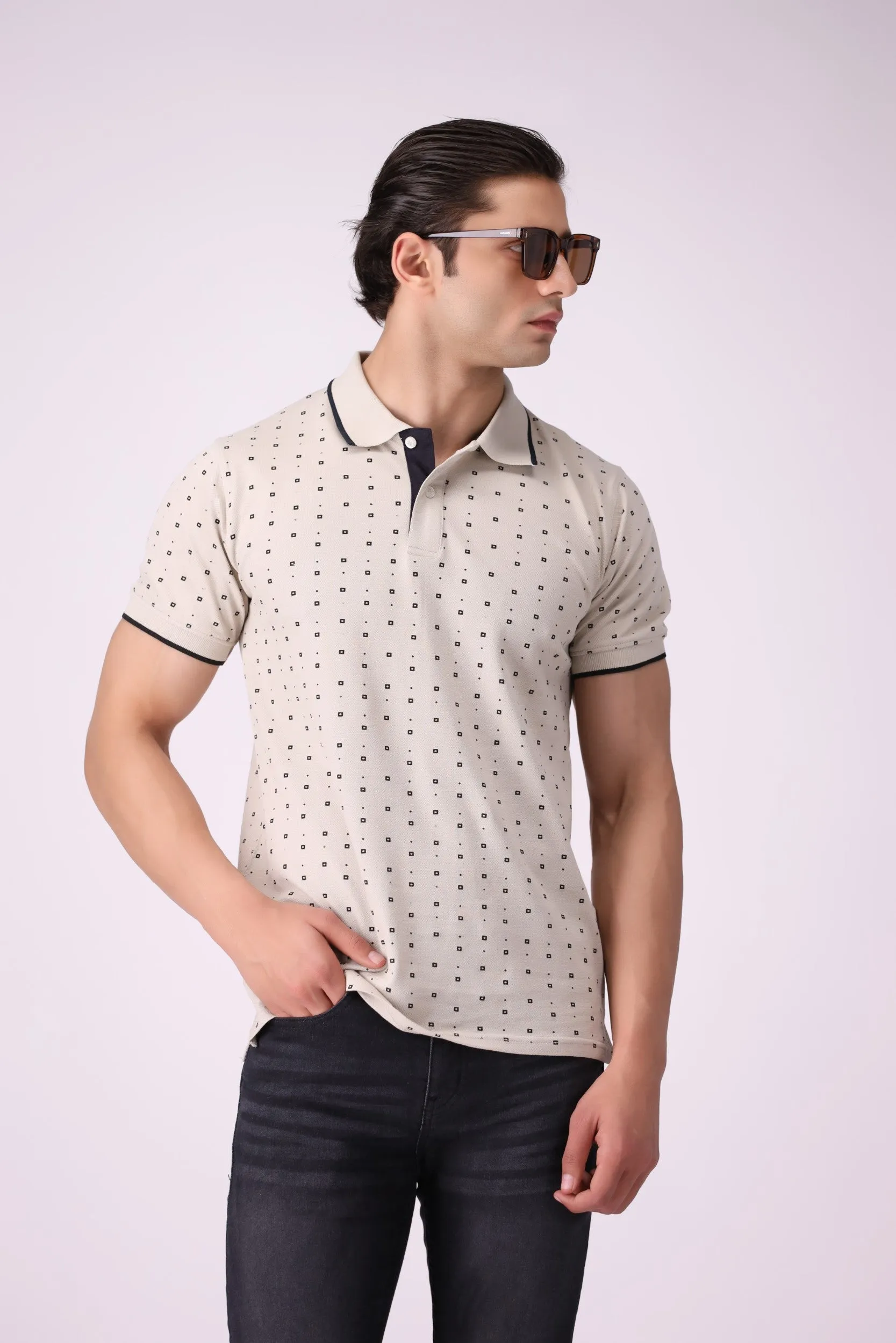 RotaryPrint Off-White Polo Shirt