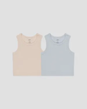 Rylee & Cru - Ribbed Tank Set - Shell, Light Blue